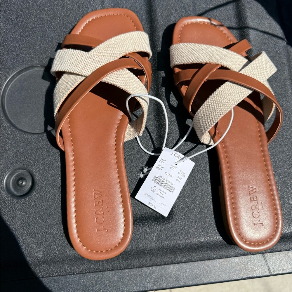 J.Crew Factory Mixed crisscross slide sandals Size 8 - Picture 6 of 9